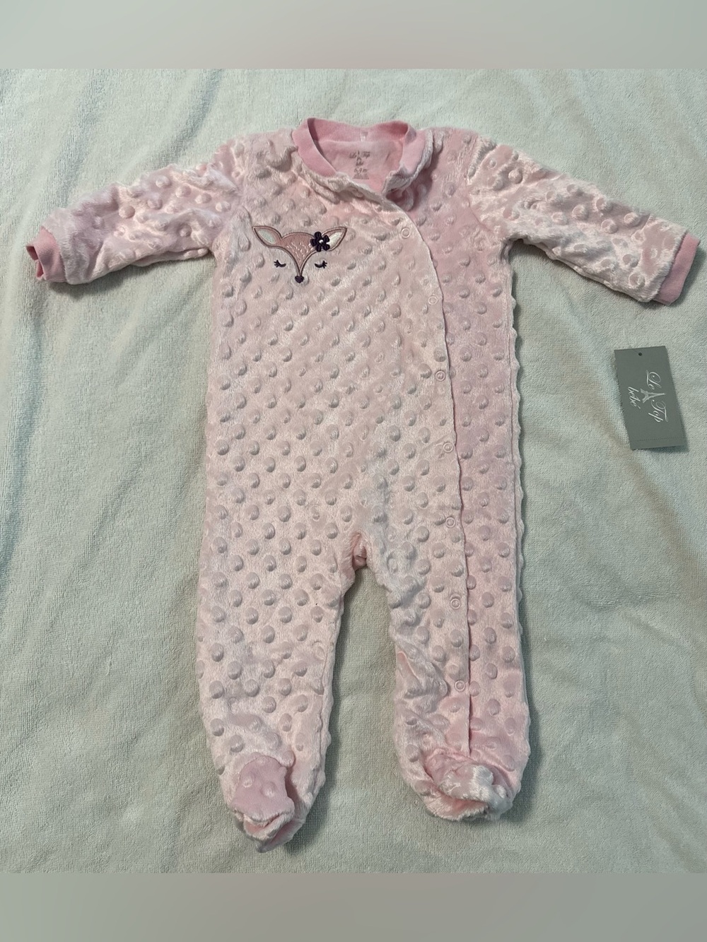 🦊🌸 NWT Le Top Bébé Pink Fox Footed Sleeper – 6–9 Months 🌸